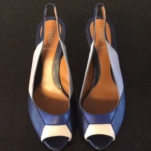 Multicolored Fendi peep toe pumps